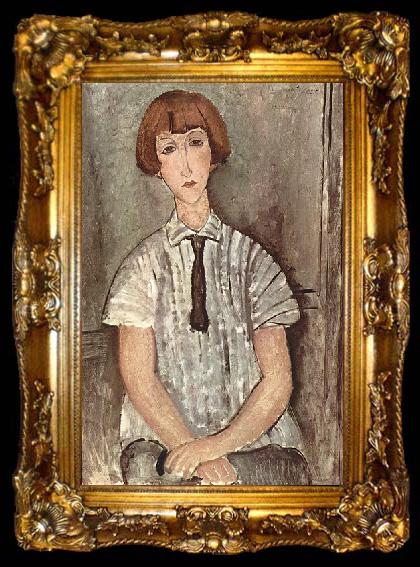 framed  Amedeo Modigliani Madchen mit Bluse, ta009-2